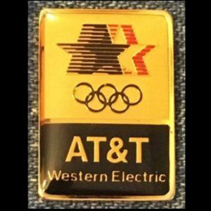 AT&T Olympic Sponsor Pin~Western Electric~1984 Los Angeles with Stars in Motion